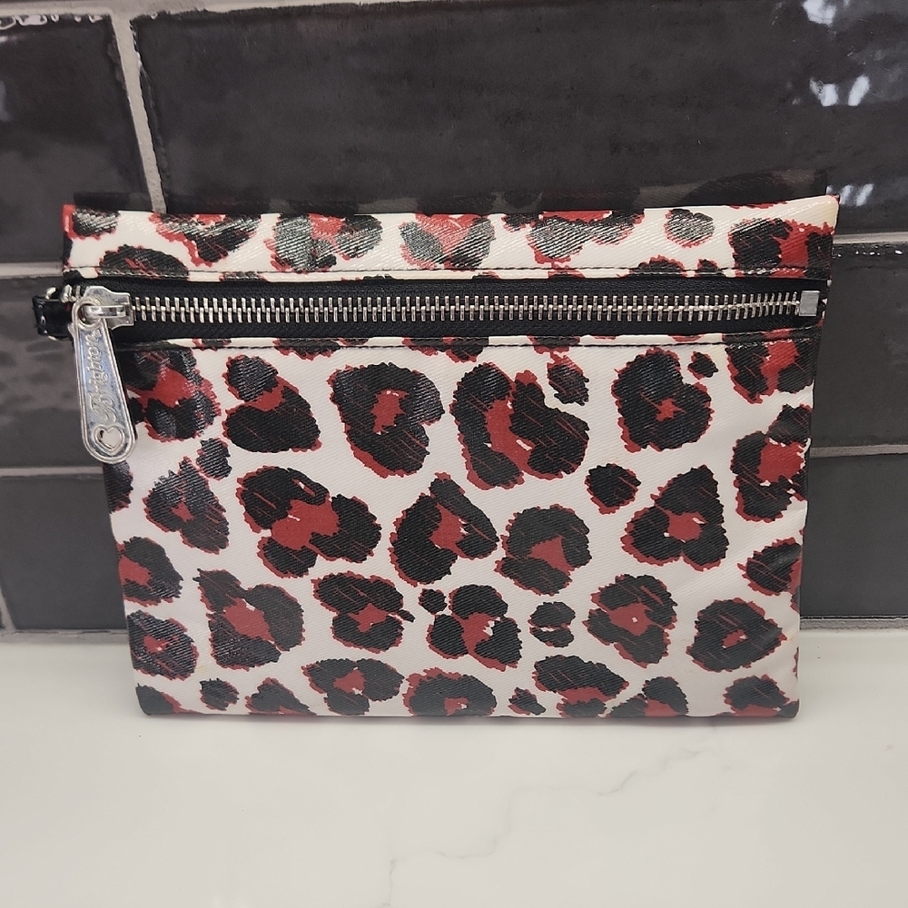 Brighton Red and Black Cosmetic Bag with Modern Leopard Print